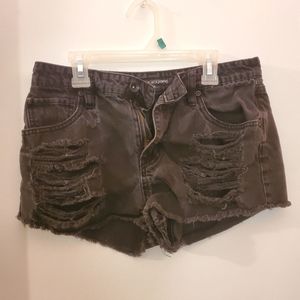 Womens distressed denim shorts